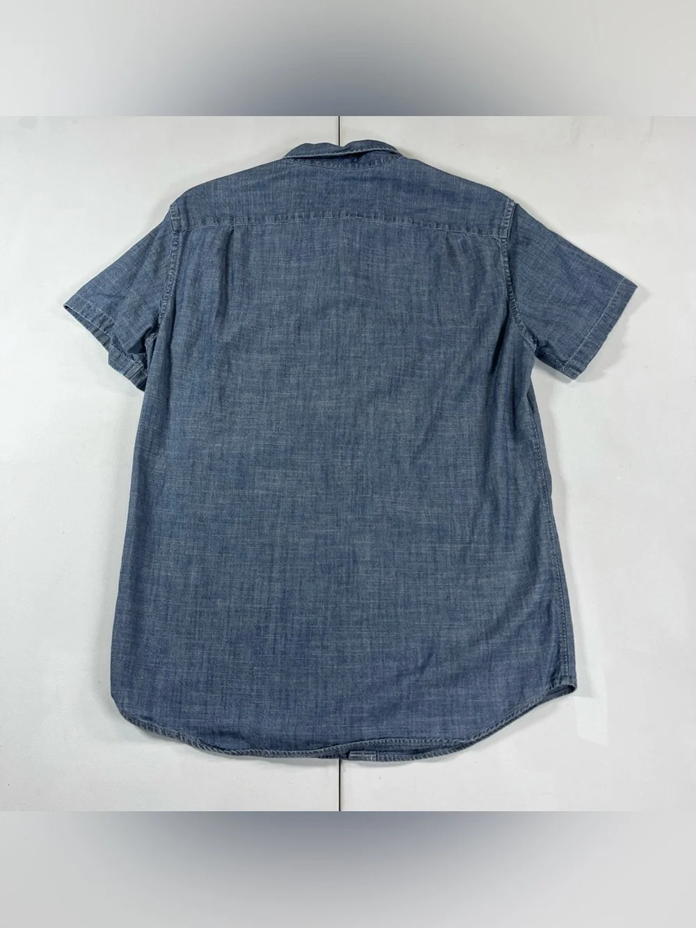 J Crew Chambray Shirt Short Sleeve Button Down Slim Fit Pocket Blue Men’s S